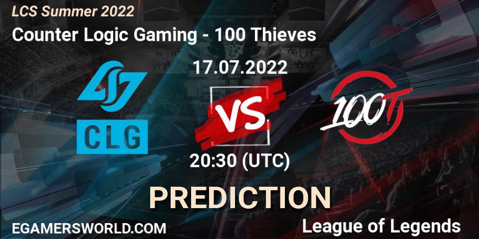 Counter Logic Gaming vs 100 Thieves: Match Prediction. 17.07.22, LoL, LCS Summer 2022