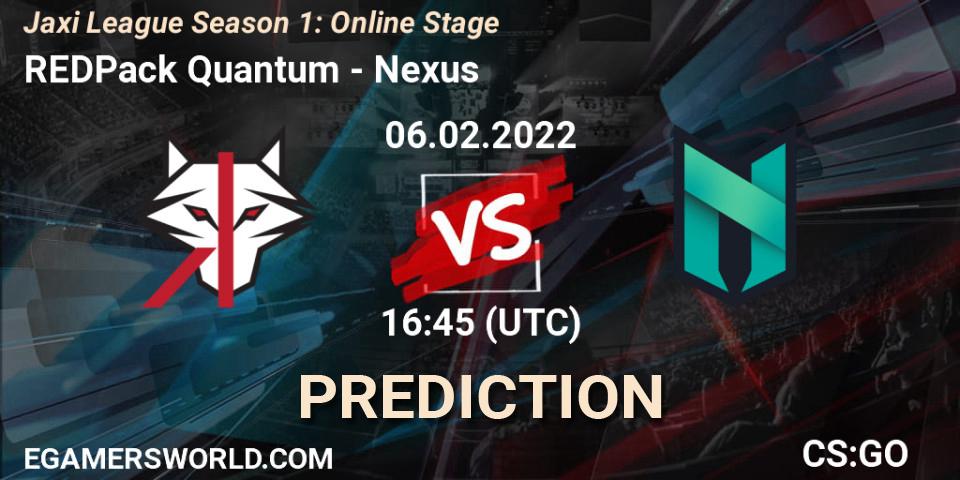 REDPack Quantum vs Nexus: Match Prediction. 06.02.2022 at 16:45, Counter-Strike (CS2), Jaxi League Season 1: Online Stage