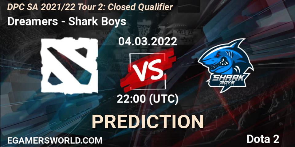 Dreamers vs Shark Boys: Match Prediction. 04.03.2022 at 22:03, Dota 2, DPC SA 2021/22 Tour 2: Closed Qualifier