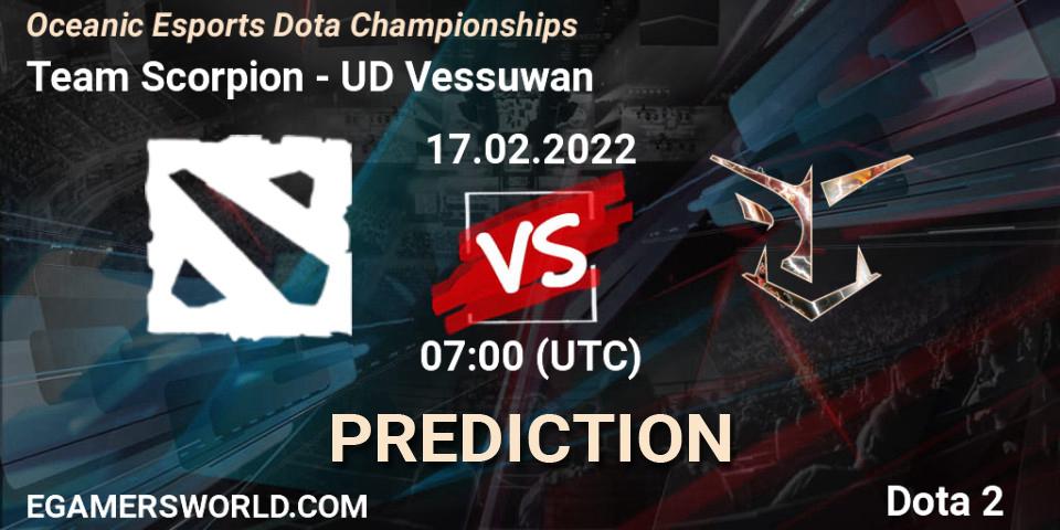 Team Scorpion vs UD Vessuwan: Match Prediction. 17.02.2022 at 07:16, Dota 2, Oceanic Esports Dota Championships