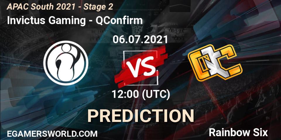 Invictus Gaming vs QConfirm: Match Prediction. 06.07.2021 at 12:00, Rainbow Six, APAC South 2021 - Stage 2