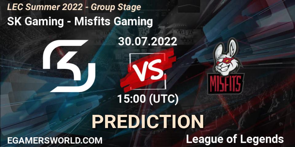 SK Gaming vs Misfits Gaming: Match Prediction. 30.07.22, LoL, LEC Summer 2022 - Group Stage