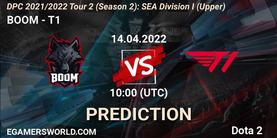 BOOM vs T1: Match Prediction. 14.04.2022 at 11:28, Dota 2, DPC 2021/2022 Tour 2 (Season 2): SEA Division I (Upper)