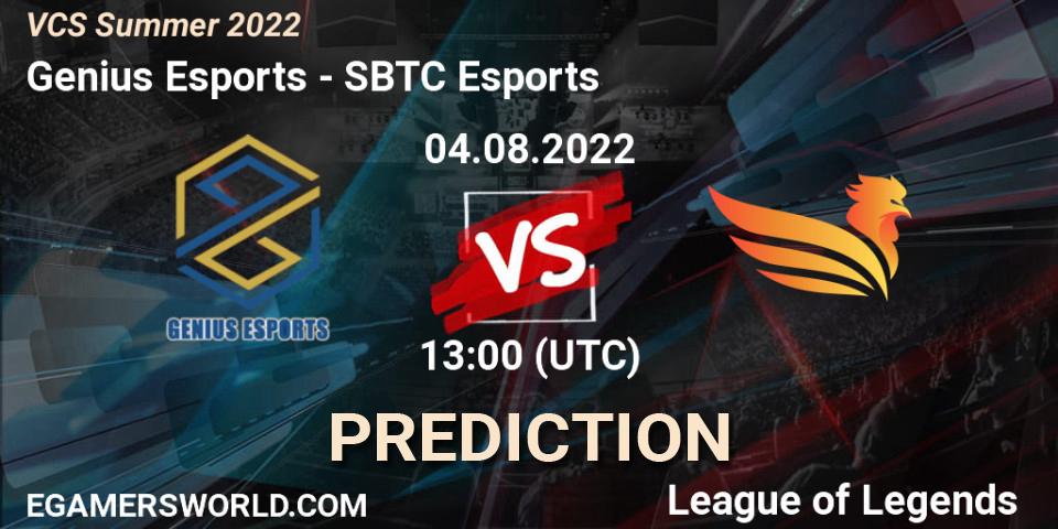 Genius Esports vs SBTC Esports: Match Prediction. 04.08.2022 at 12:00, LoL, VCS Summer 2022