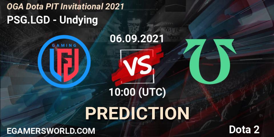 PSG.LGD vs Undying: Match Prediction. 06.09.2021 at 10:10, Dota 2, OGA Dota PIT Invitational 2021