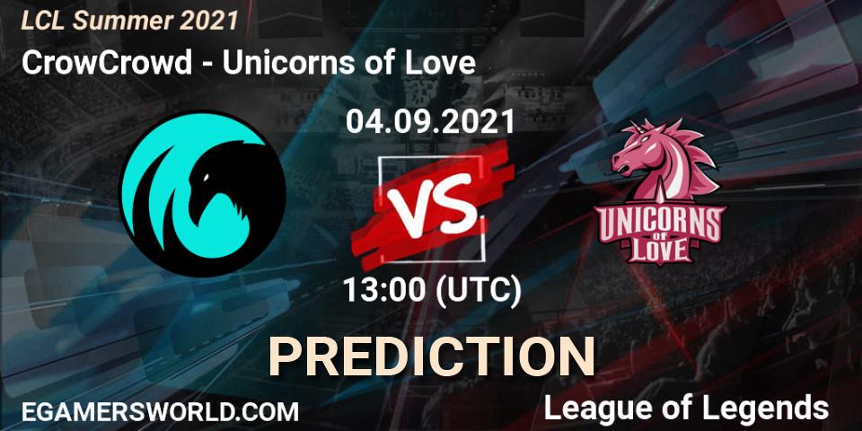 CrowCrowd vs Unicorns of Love: Match Prediction. 04.09.21, LoL, LCL Summer 2021