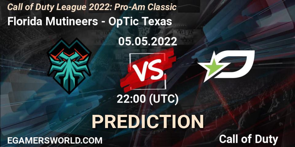 Florida Mutineers vs OpTic Texas: Match Prediction. 05.05.22, Call of Duty, Call of Duty League 2022: Pro-Am Classic