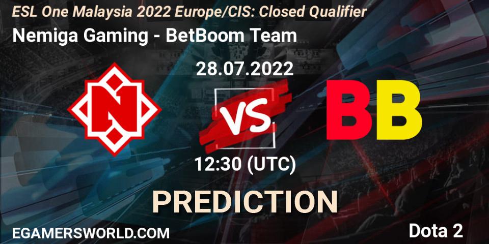 Nemiga Gaming vs BetBoom Team: Match Prediction. 28.07.22, Dota 2, ESL One Malaysia 2022 Europe/CIS: Closed Qualifier