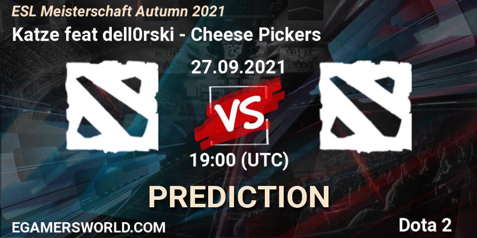 Katze feat dell0rski vs Cheese Pickers: Match Prediction. 27.09.2021 at 19:05, Dota 2, ESL Meisterschaft Autumn 2021