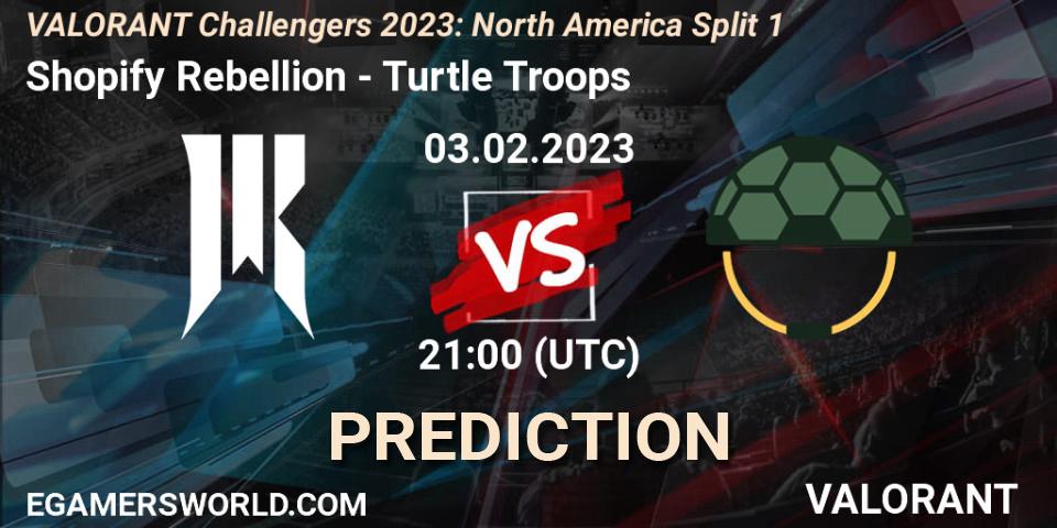 Shopify Rebellion vs Turtle Troop: Match Prediction. 03.02.23, VALORANT, VALORANT Challengers 2023: North America Split 1