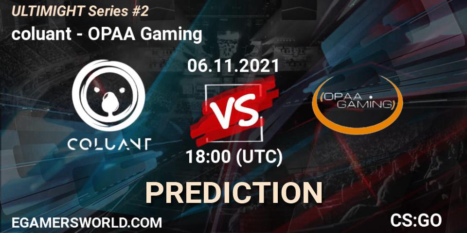 coluant vs OPAA Gaming: Match Prediction. 06.11.2021 at 18:30, Counter-Strike (CS2), Let'sGO ULTIMIGHT Series #2