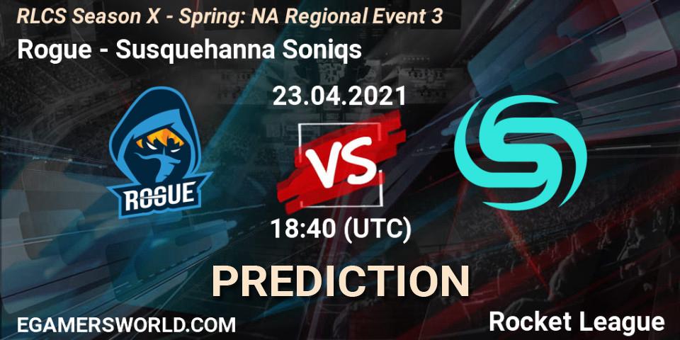 Rogue vs Susquehanna Soniqs: Match Prediction. 23.04.2021 at 19:00, Rocket League, RLCS Season X - Spring: NA Regional Event 3