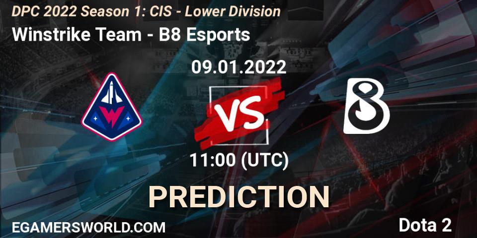 Winstrike Team vs B8 Esports: Match Prediction. 09.01.2022 at 11:00, Dota 2, DPC 2022 Season 1: CIS - Lower Division