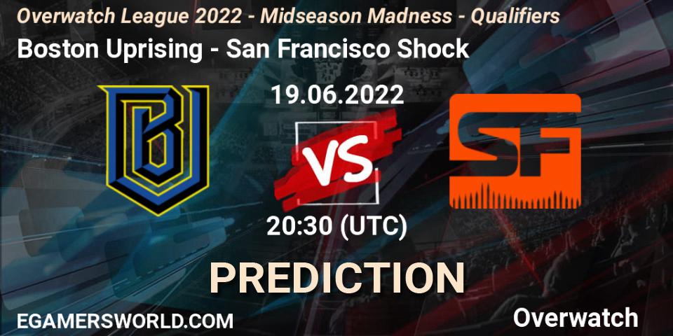 Boston Uprising vs San Francisco Shock: Match Prediction. 19.06.2022 at 20:30, Overwatch, Overwatch League 2022 - Midseason Madness - Qualifiers