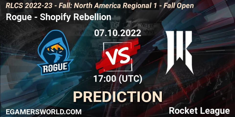 Rogue vs Shopify Rebellion: Match Prediction. 07.10.22, Rocket League, RLCS 2022-23 - Fall: North America Regional 1 - Fall Open