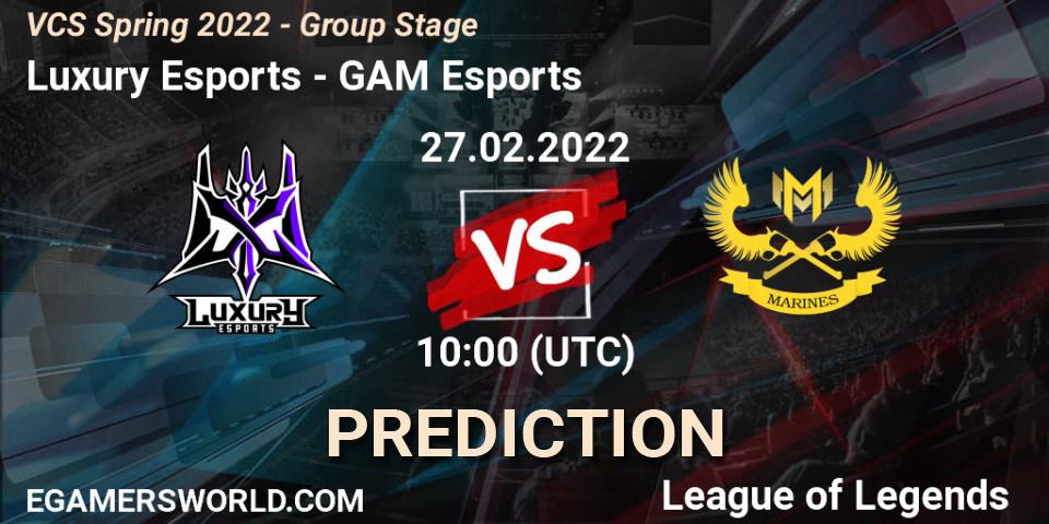 Luxury Esports vs GAM Esports: Match Prediction. 27.02.2022 at 10:00, LoL, VCS Spring 2022 - Group Stage 