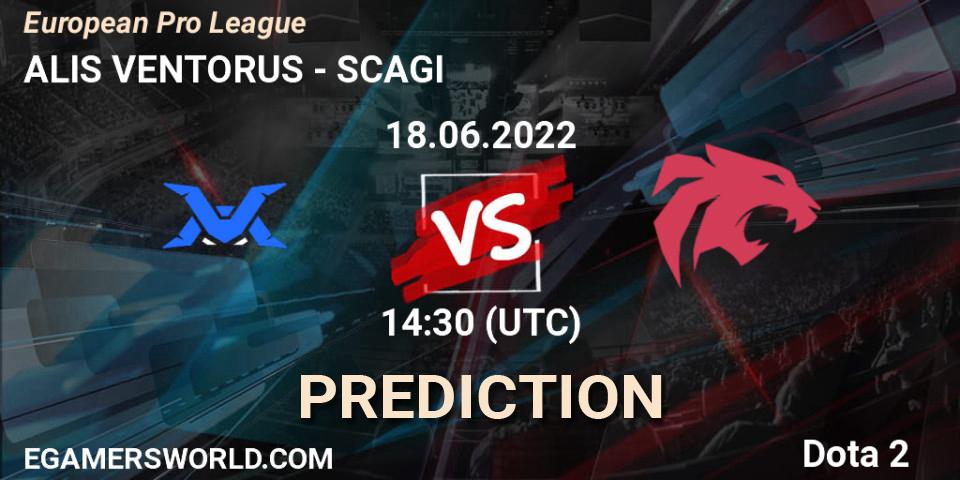 ALIS VENTORUS vs SCAGI: Match Prediction. 18.06.2022 at 14:33, Dota 2, European Pro League
