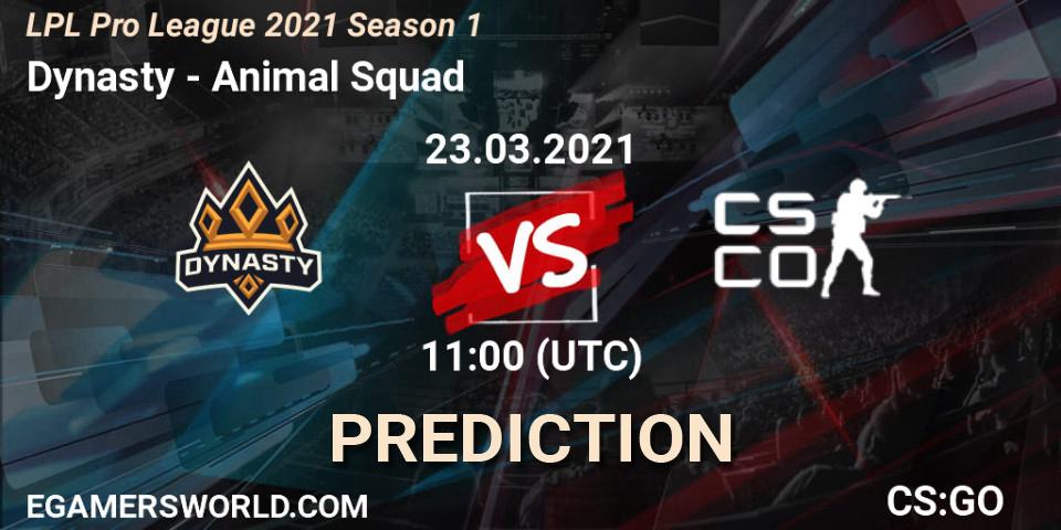 Dynasty vs Animal Squad: Match Prediction. 23.03.2021 at 10:40, Counter-Strike (CS2), LPL Pro League 2021 Season 1