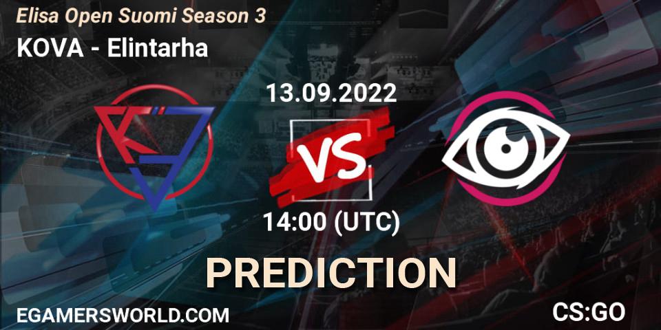 KOVA vs Eläintarha: Match Prediction. 13.09.2022 at 14:00, Counter-Strike (CS2), Elisa Open Suomi Season 3