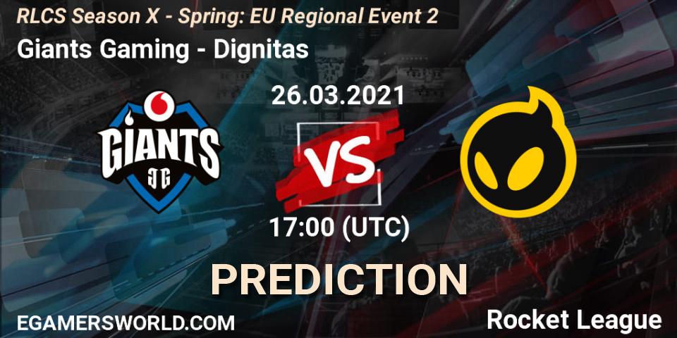 Giants Gaming vs Dignitas: Match Prediction. 26.03.2021 at 17:00, Rocket League, RLCS Season X - Spring: EU Regional Event 2