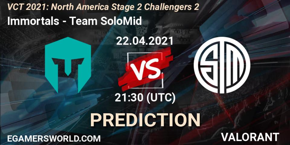 Immortals vs Team SoloMid: Match Prediction. 22.04.2021 at 21:30, VALORANT, VCT 2021: North America Stage 2 Challengers 2
