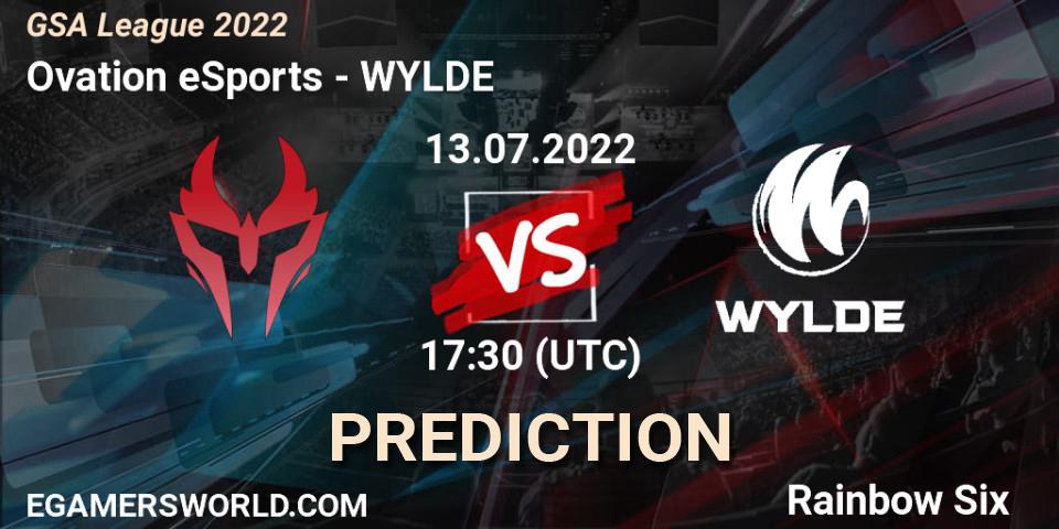Ovation eSports vs WYLDE: Match Prediction. 13.07.2022 at 17:30, Rainbow Six, GSA League 2022