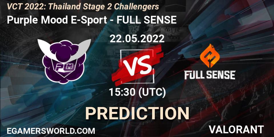Purple Mood E-Sport vs FULL SENSE: Match Prediction. 22.05.2022 at 15:30, VALORANT, VCT 2022: Thailand Stage 2 Challengers