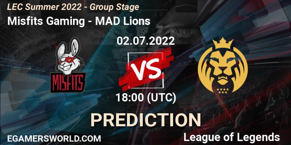 Misfits Gaming vs MAD Lions: Match Prediction. 02.07.2022 at 18:00, LoL, LEC Summer 2022 - Group Stage