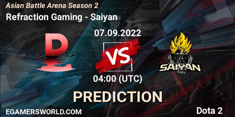Refraction Gaming vs Saiyan: Match Prediction. 07.09.2022 at 04:28, Dota 2, Asian Battle Arena Season 2