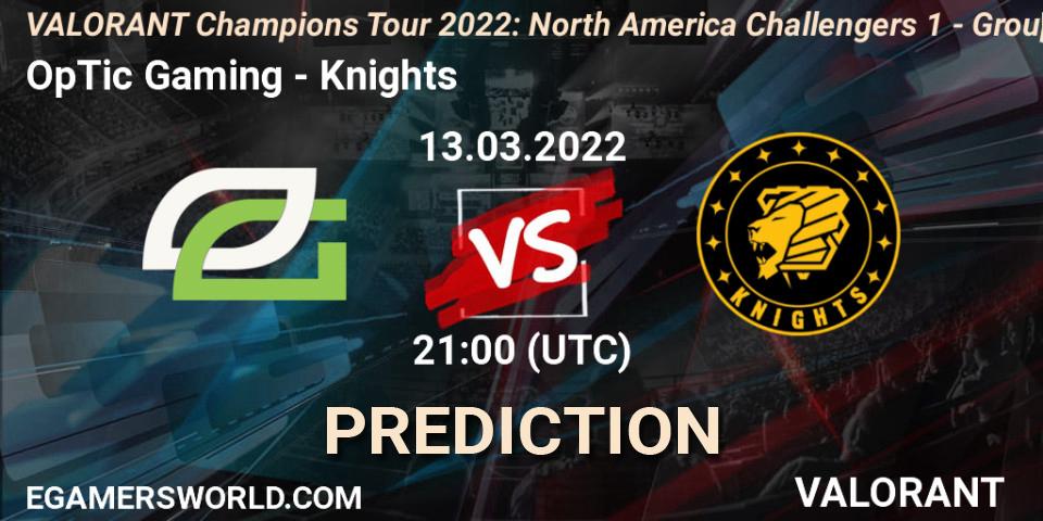 OpTic Gaming vs Knights: Match Prediction. 13.03.2022 at 23:00, VALORANT, VCT 2022: North America Challengers 1 - Group Stage