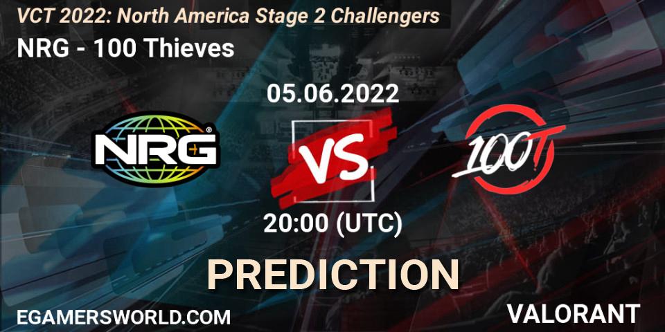 NRG vs 100 Thieves: Match Prediction. 05.06.2022 at 20:00, VALORANT, VCT 2022: North America Stage 2 Challengers