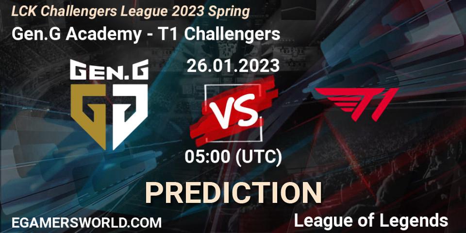 Gen.G Academy vs T1 Challengers: Match Prediction. 26.01.2023 at 05:00, LoL, LCK Challengers League 2023 Spring