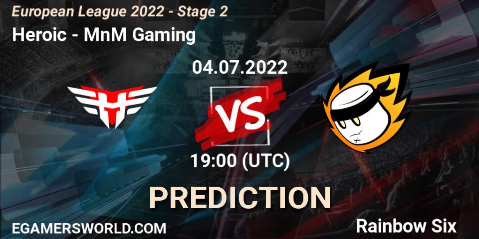 Heroic vs MnM Gaming: Match Prediction. 04.07.2022 at 19:00, Rainbow Six, European League 2022 - Stage 2