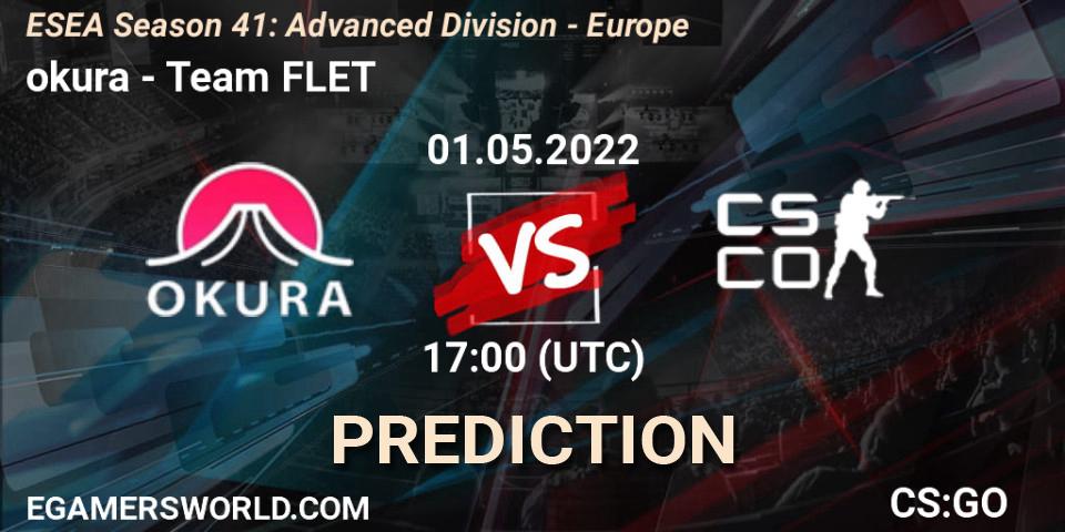 okura vs Team FLET: Match Prediction. 01.05.2022 at 17:00, Counter-Strike (CS2), ESEA Season 41: Advanced Division - Europe