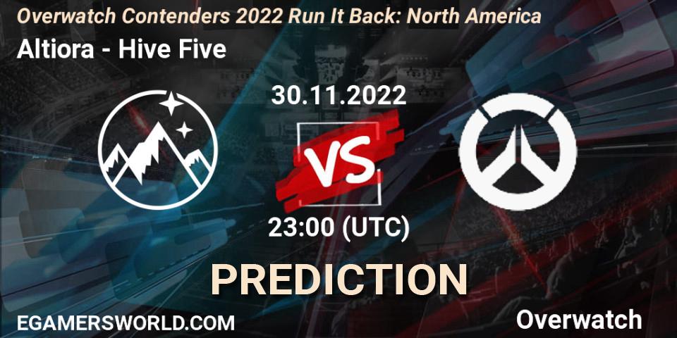 Altiora vs Hive Five: Match Prediction. 30.11.2022 at 23:00, Overwatch, Overwatch Contenders 2022 Run It Back: North America
