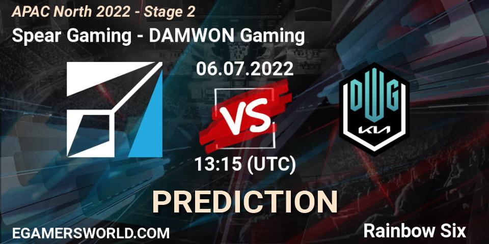 Spear Gaming vs DAMWON Gaming: Match Prediction. 06.07.2022 at 13:15, Rainbow Six, APAC North 2022 - Stage 2