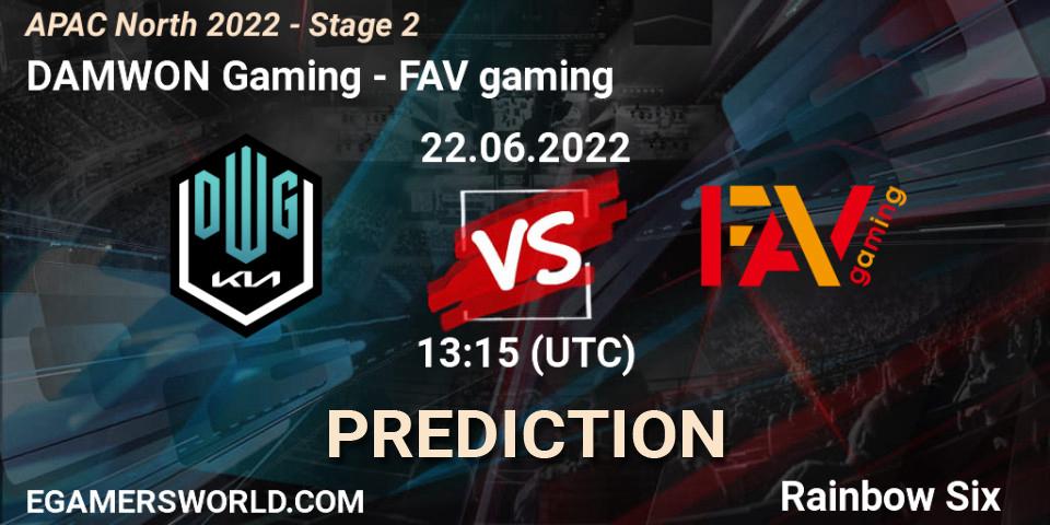 DAMWON Gaming vs FAV gaming: Match Prediction. 22.06.2022 at 13:15, Rainbow Six, APAC North 2022 - Stage 2