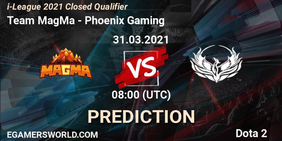 Team MagMa vs Phoenix Gaming: Match Prediction. 31.03.2021 at 08:05, Dota 2, i-League 2021 Closed Qualifier