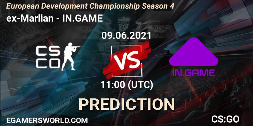 ex-Marlian vs IN.GAME: Match Prediction. 09.06.2021 at 11:10, Counter-Strike (CS2), European Development Championship Season 4