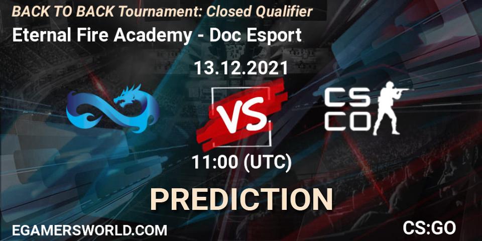Eternal Fire Academy vs Doc Esport: Match Prediction. 13.12.2021 at 11:00, Counter-Strike (CS2), BACK TO BACK Tournament: Closed Qualifier