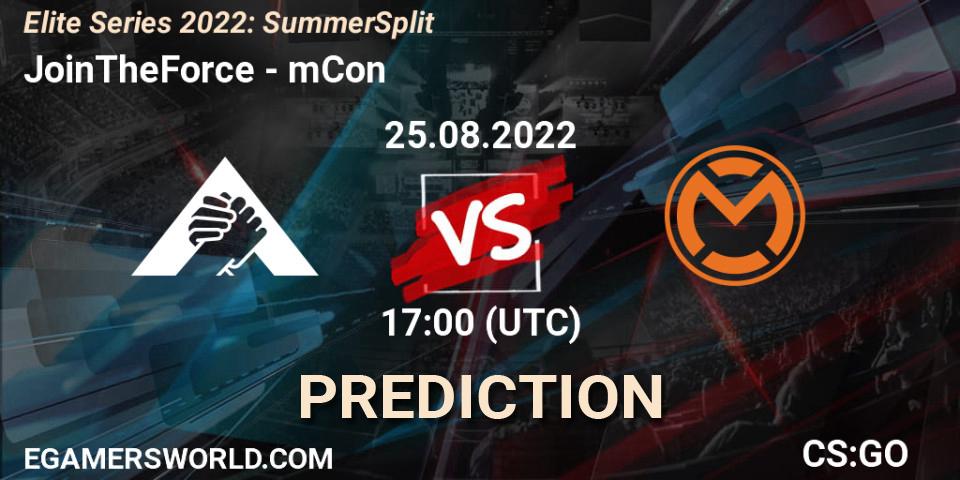 JoinTheForce vs mCon: Match Prediction. 25.08.2022 at 17:00, Counter-Strike (CS2), Elite Series 2022: Summer Split
