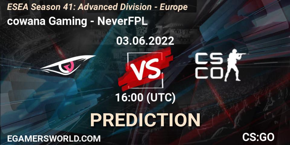 cowana Gaming vs NeverFPL: Match Prediction. 03.06.2022 at 16:00, Counter-Strike (CS2), ESEA Season 41: Advanced Division - Europe