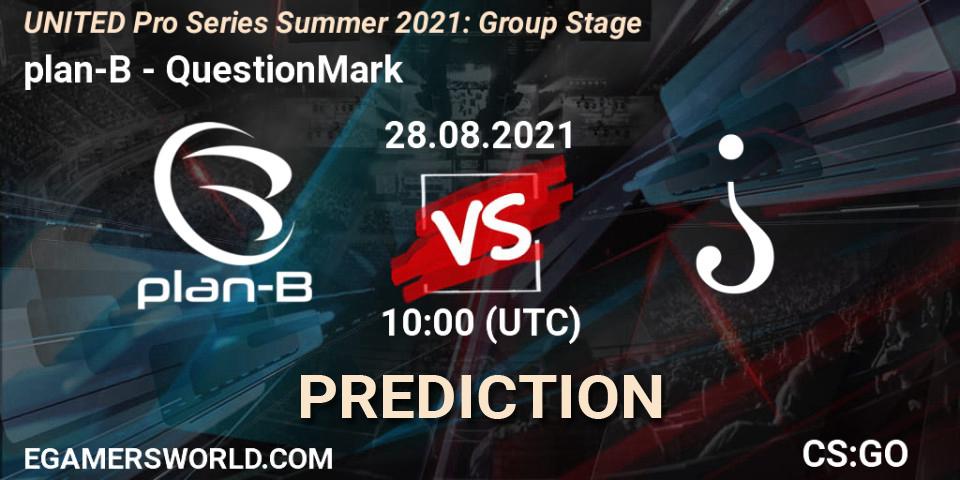 plan-B vs QuestionMark: Match Prediction. 28.08.2021 at 10:00, Counter-Strike (CS2), UNITED Pro Series Summer 2021: Group Stage