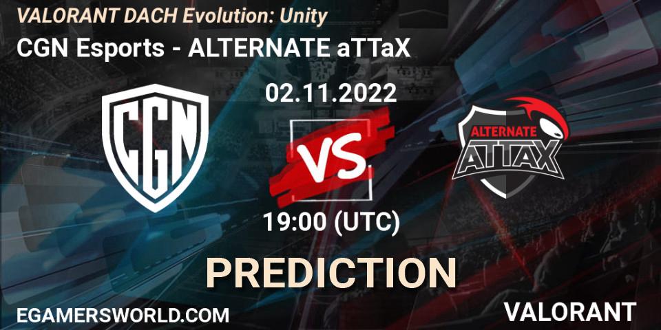 CGN Esports vs ALTERNATE aTTaX: Match Prediction. 02.11.2022 at 20:15, VALORANT, VALORANT DACH Evolution: Unity