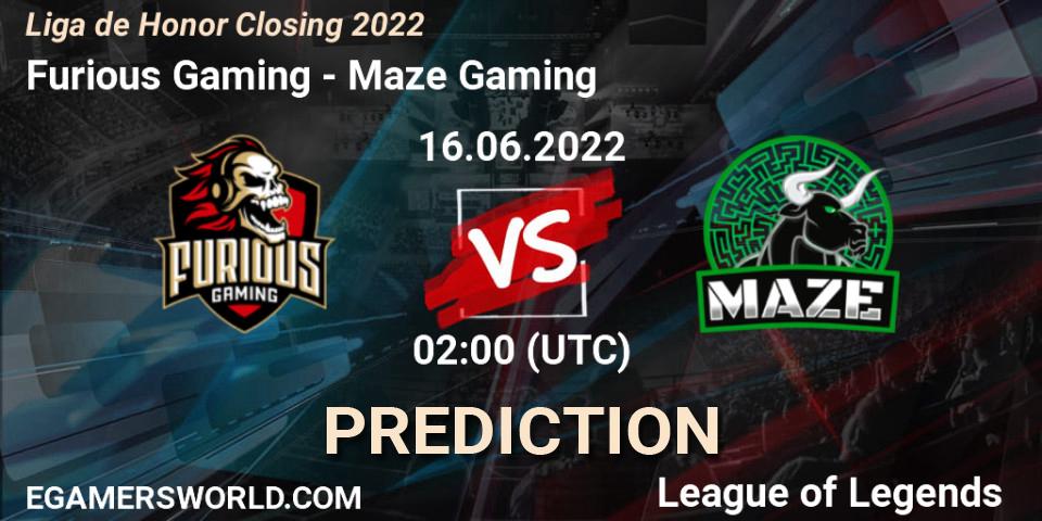 Furious Gaming vs Maze Gaming: Match Prediction. 16.06.2022 at 02:00, LoL, Liga de Honor Closing 2022