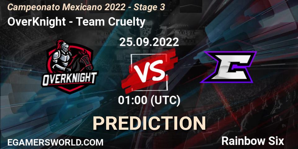 OverKnight vs Team Cruelty: Match Prediction. 25.09.2022 at 01:00, Rainbow Six, Campeonato Mexicano 2022 - Stage 3