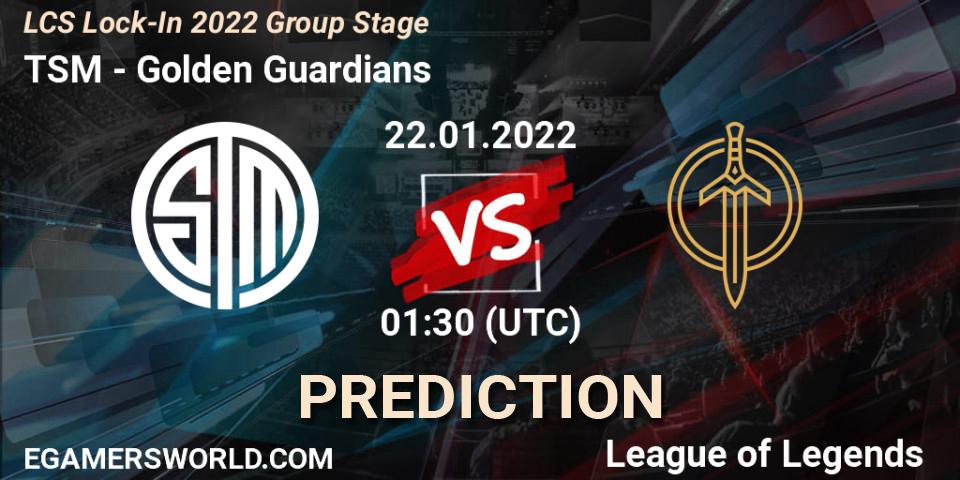 TSM vs Golden Guardians: Match Prediction. 22.01.2022 at 01:30, LoL, LCS Lock-In 2022 Group Stage