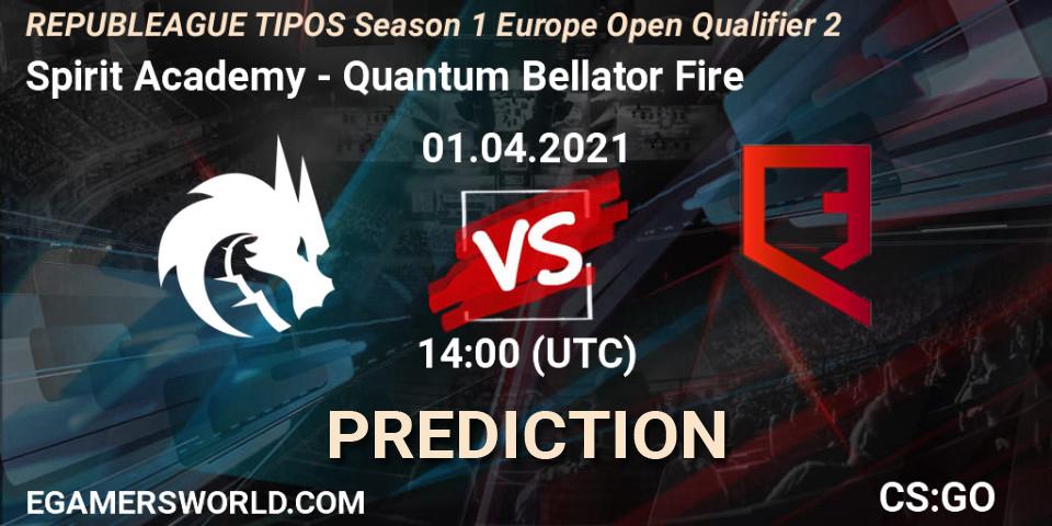 Spirit Academy vs Quantum Bellator Fire: Match Prediction. 01.04.21, CS2 (CS:GO), REPUBLEAGUE TIPOS Season 1 Europe Open Qualifier 2