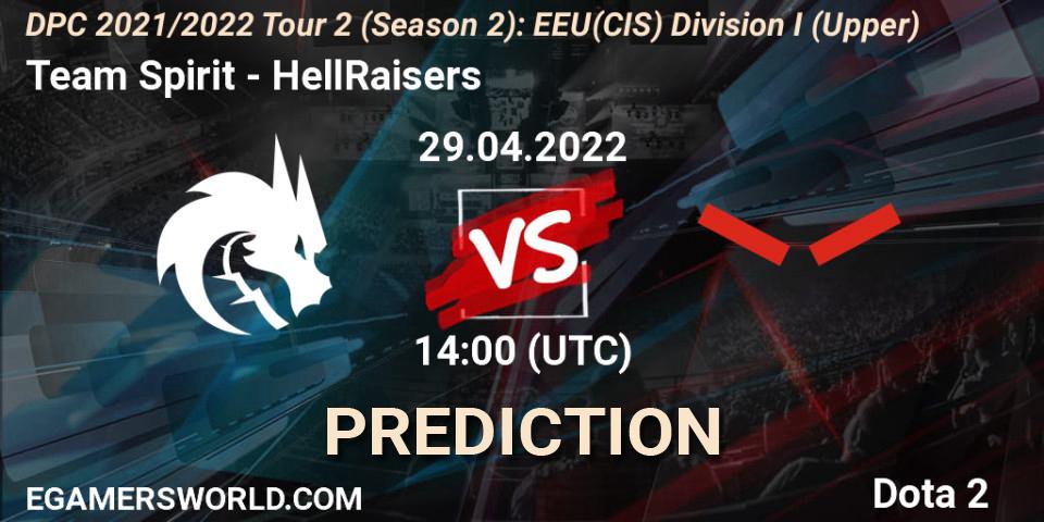 Team Spirit vs HellRaisers: Match Prediction. 29.04.22, Dota 2, DPC 2021/2022 Tour 2 (Season 2): EEU(CIS) Division I (Upper)
