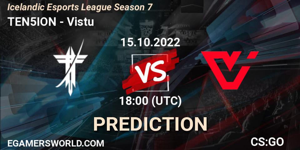 TEN5ION vs Viðstöðu: Match Prediction. 15.10.2022 at 18:00, Counter-Strike (CS2), Icelandic Esports League Season 7